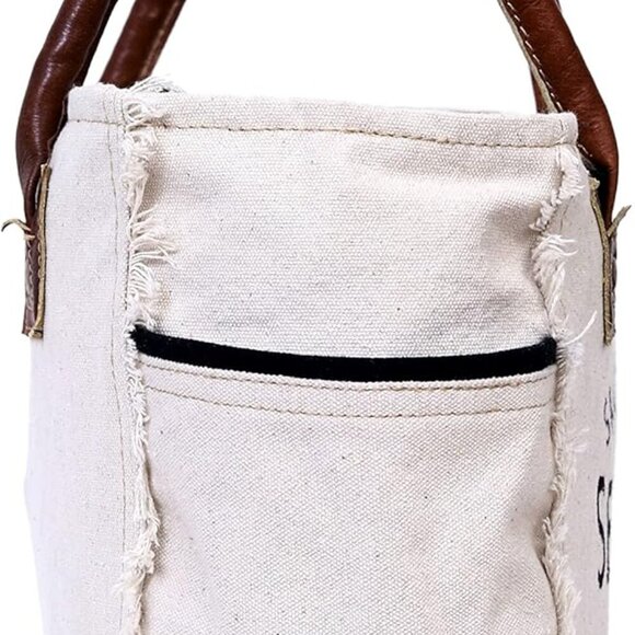 CLA Bags Sel De Mer Upcycled Canvas & Cowhide Tote - Picture 4 of 7